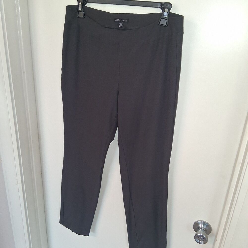 Eileen Fisher Stretch Crepe Pull On Pants Charcoal Gray/Grey M Minimalist Office - Picture 2 of 11